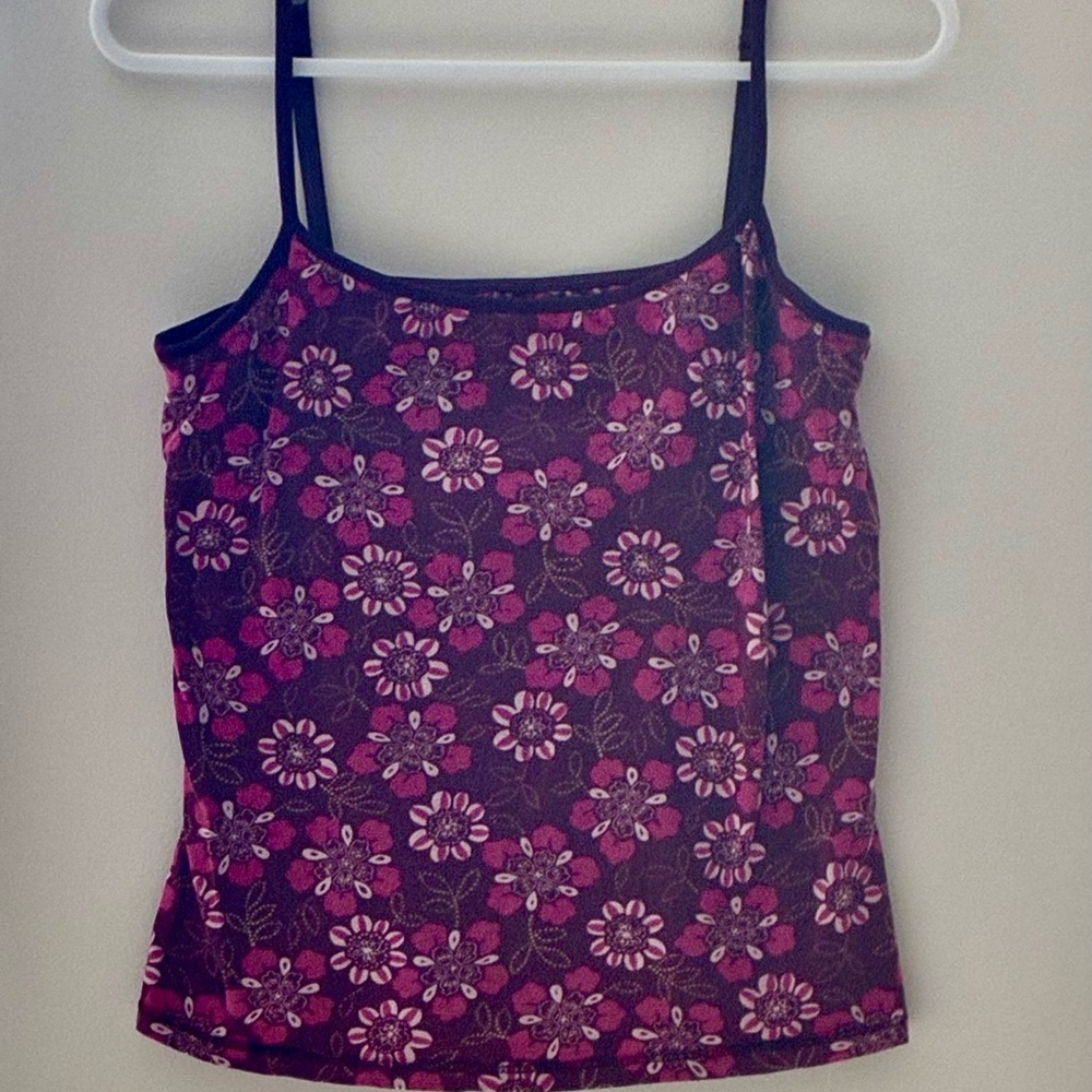 Floral Pink Spaghetti Strap Women's Top